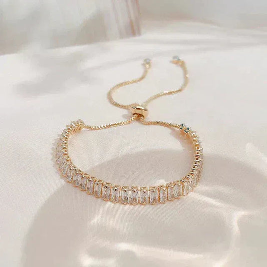 Bracciale Regolabile in Zirconia Cubica in Oro e Argento